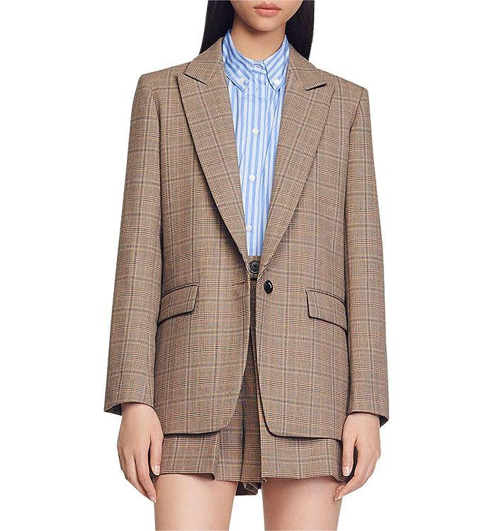商品Sandro|Jada Plaid Blazer,价格¥2931,第1张图片