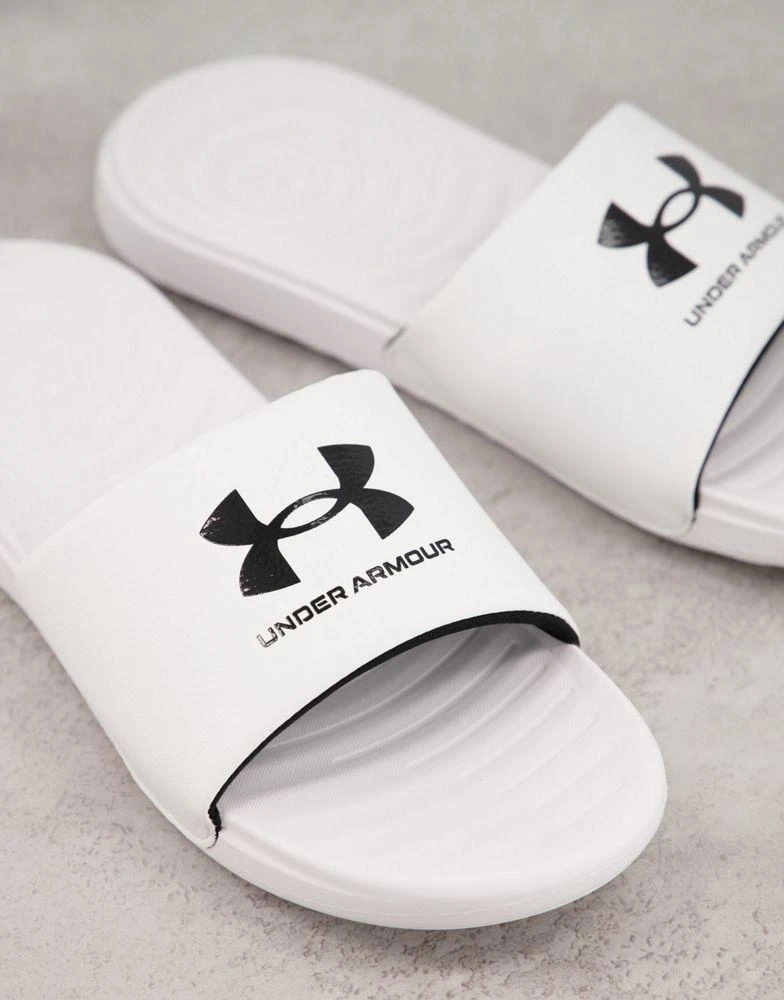 商品Under Armour|Under Armour Training Ansa Fix sliders in white,价格¥210,第2张图片详细描述