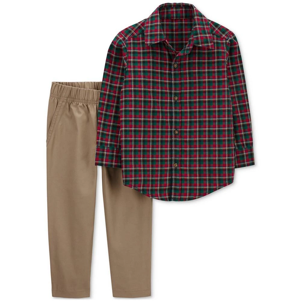 商品Carter's|Toddler Boys Cotton Plaid Button-Front Shirt and Pants, 2 Piece Set,价格¥135,第1张图片