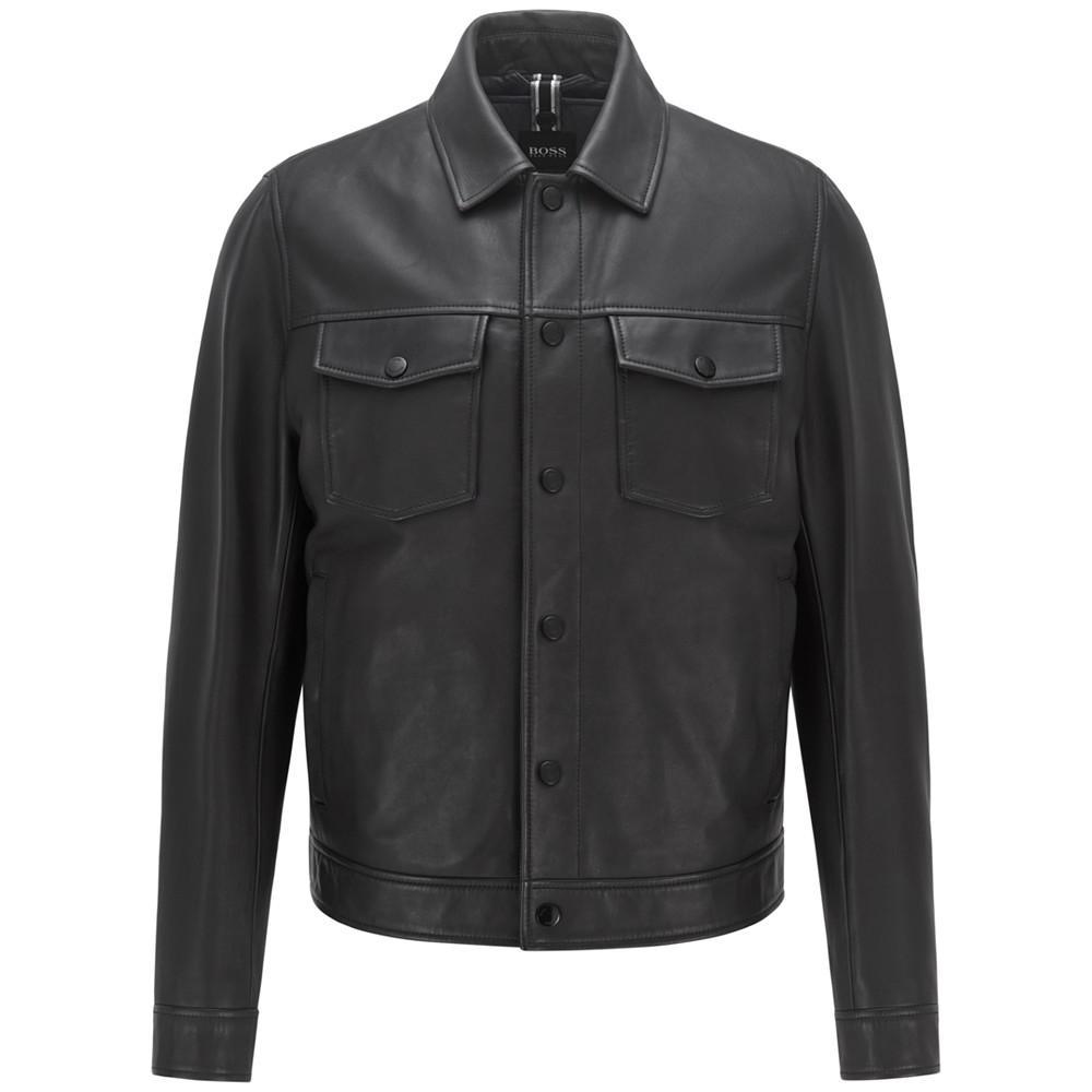 商品Hugo Boss|BOSS Men's Trucker-Style Leather Jacket,价格¥4244,第5张图片详细描述