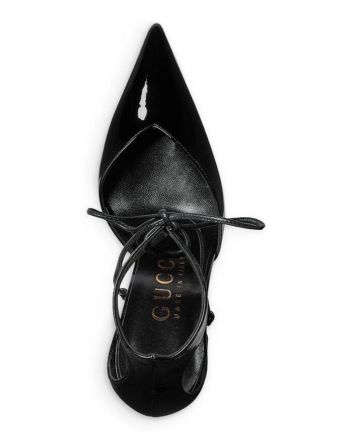 商品Gucci|Women's Pointed Toe Ankle Tie High Heel Pumps,价格¥7415,第3张图片详细描述