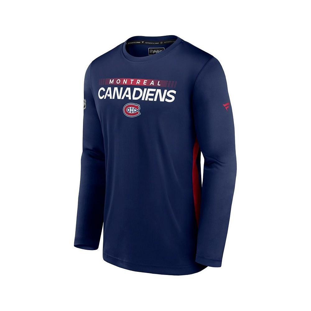 Men's Branded Navy Montreal Canadiens Authentic Pro Rink Performance Long Sleeve T-Shirt商品第3张图片规格展示