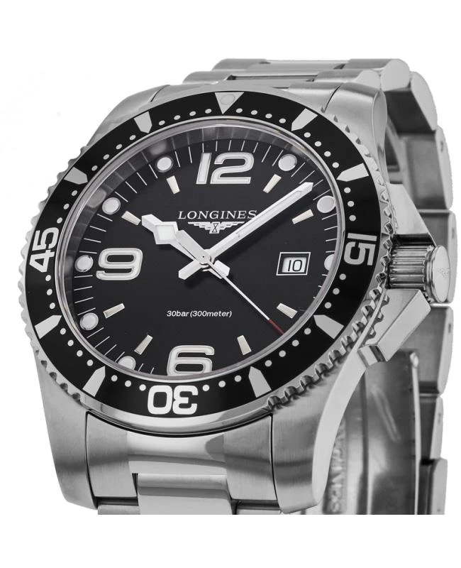 商品Longines|Longines HydroConquest Quartz 44mm Black Dial Men's Watch L3.840.4.56.6,价格¥6451,第2张图片详细描述
