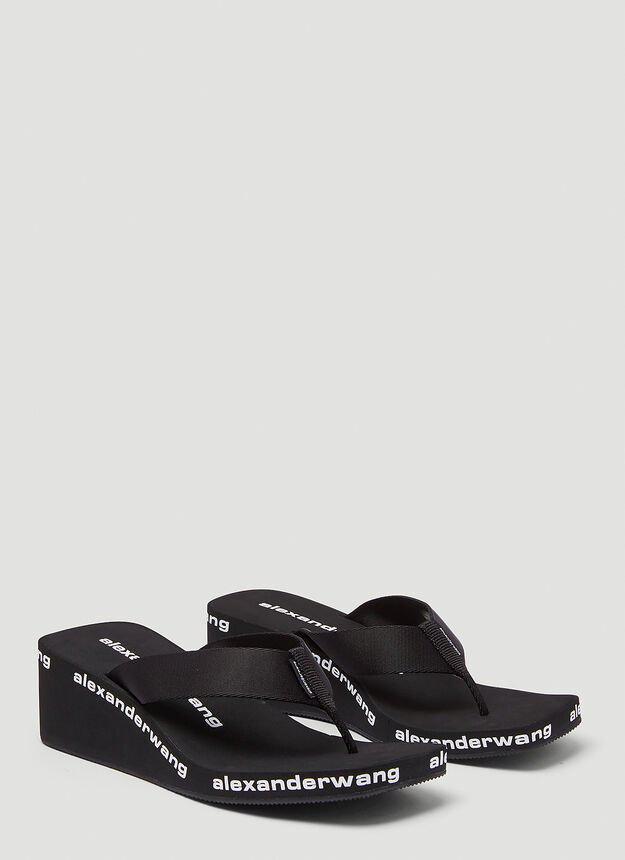 商品Alexander Wang|Logo Wedge Sandals in Black,价格¥1110,第4张图片详细描述