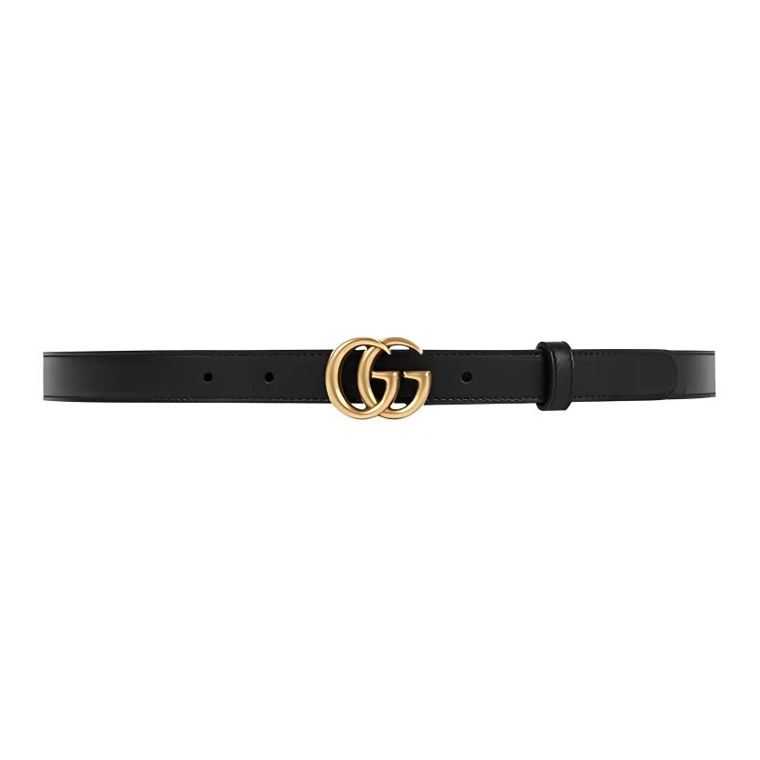 商品[国内直发] Gucci|古驰 互扣式双G针扣 皮革 皮带 女款 黑色 宽2cm,价格¥3953,第1张图片