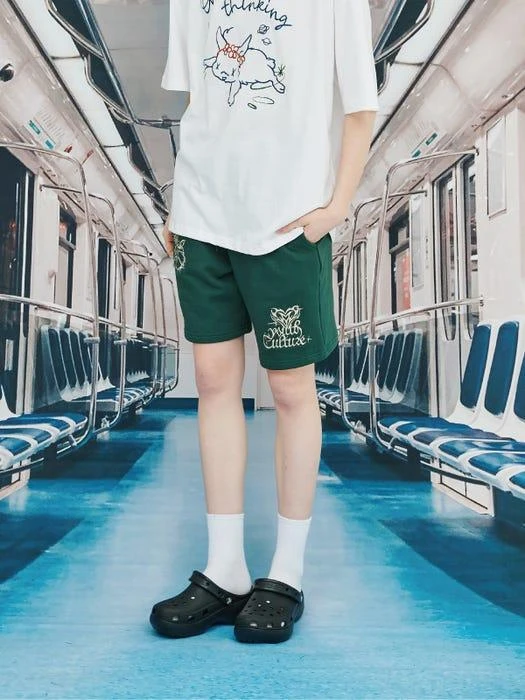 商品CPGN|Youth Culture Rose Sweatpants ShortPants DeepGreen,价格¥460,第3张图片详细描述