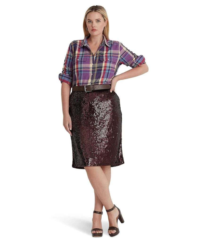 商品Ralph Lauren|Plus Size Sequined Tulle Pencil Skirt,价格¥662,第4张图片详细描述