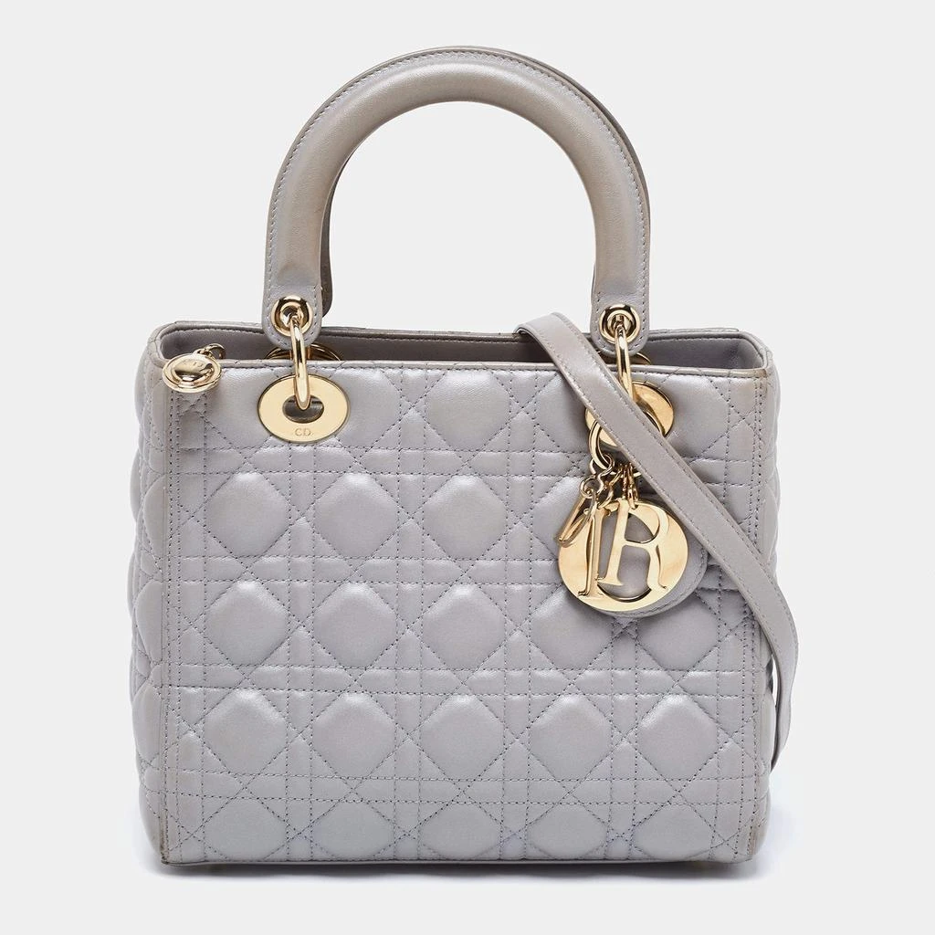 商品[二手商品] Dior|Dior Grey Cannage Leather Medium Lady Dior Tote,价格¥9606,第1张图片