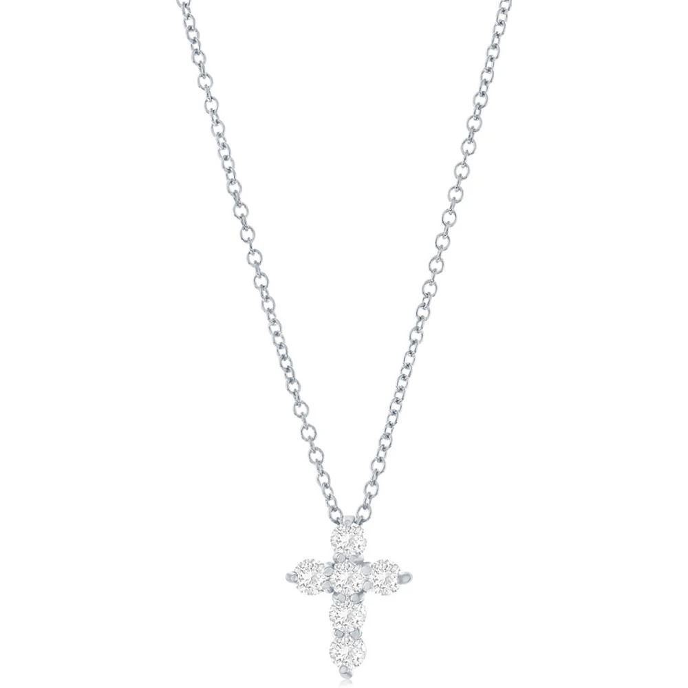 商品Macy's|Diamond Cross Pendant Necklace (1/3 ct. t.w.) in 14k White Gold, 16" + 2" Extender,价格¥12802,第1张图片