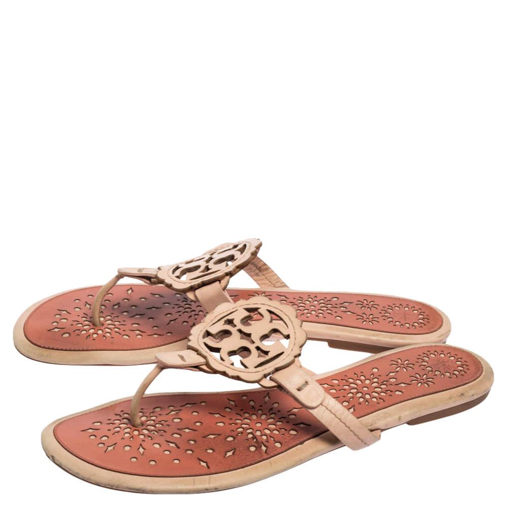 Tory Burch Pink Leather Mini Miller Thong Flat Sandals Size 41商品第4张图片规格展示