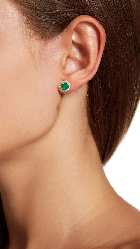 商品Savvy Cie Jewels|18K Gold Vermeil 1.30Gtw Natural Emerald & White Zircon Stud Earrings,价格¥366,第2张图片详细描述