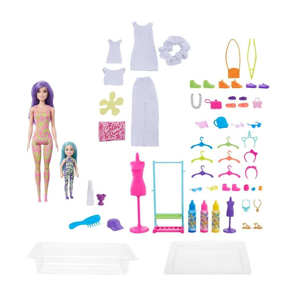 商品Barbie|Color Reveal Gift Set, Tie-Dye Fashion Maker with 2 Dolls,价格¥186,第1张图片
