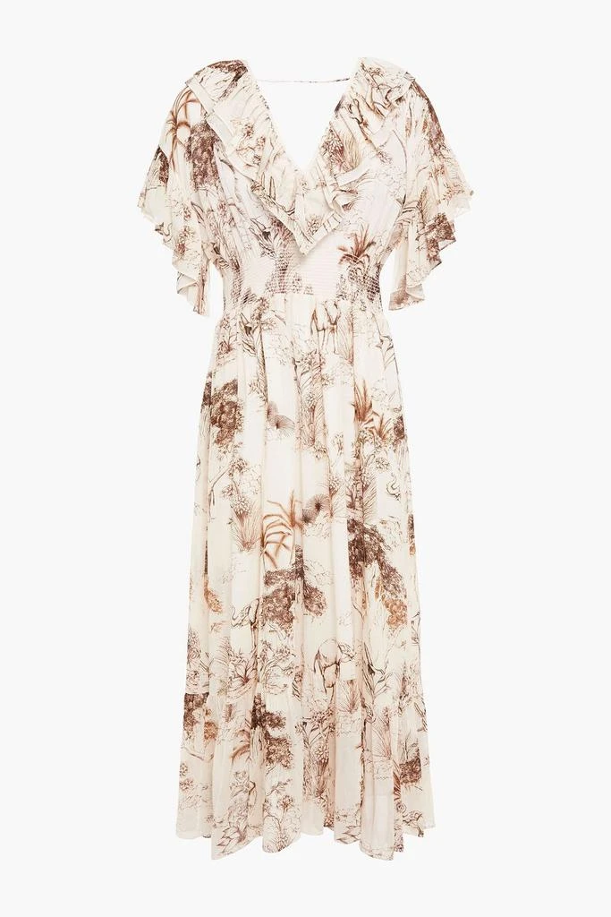 商品Sandro|Marro ruffled printed gauze midi dress,价格¥923,第1张图片