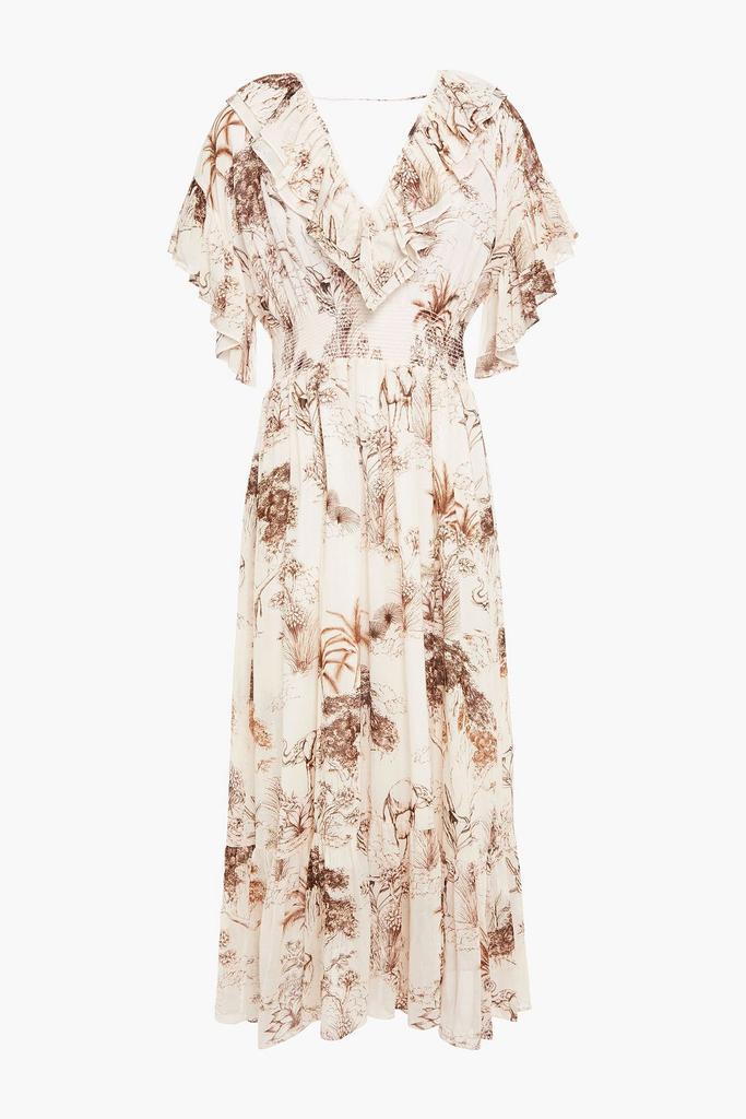 商品Sandro|Marro ruffled printed gauze midi dress,价格¥872,第1张图片