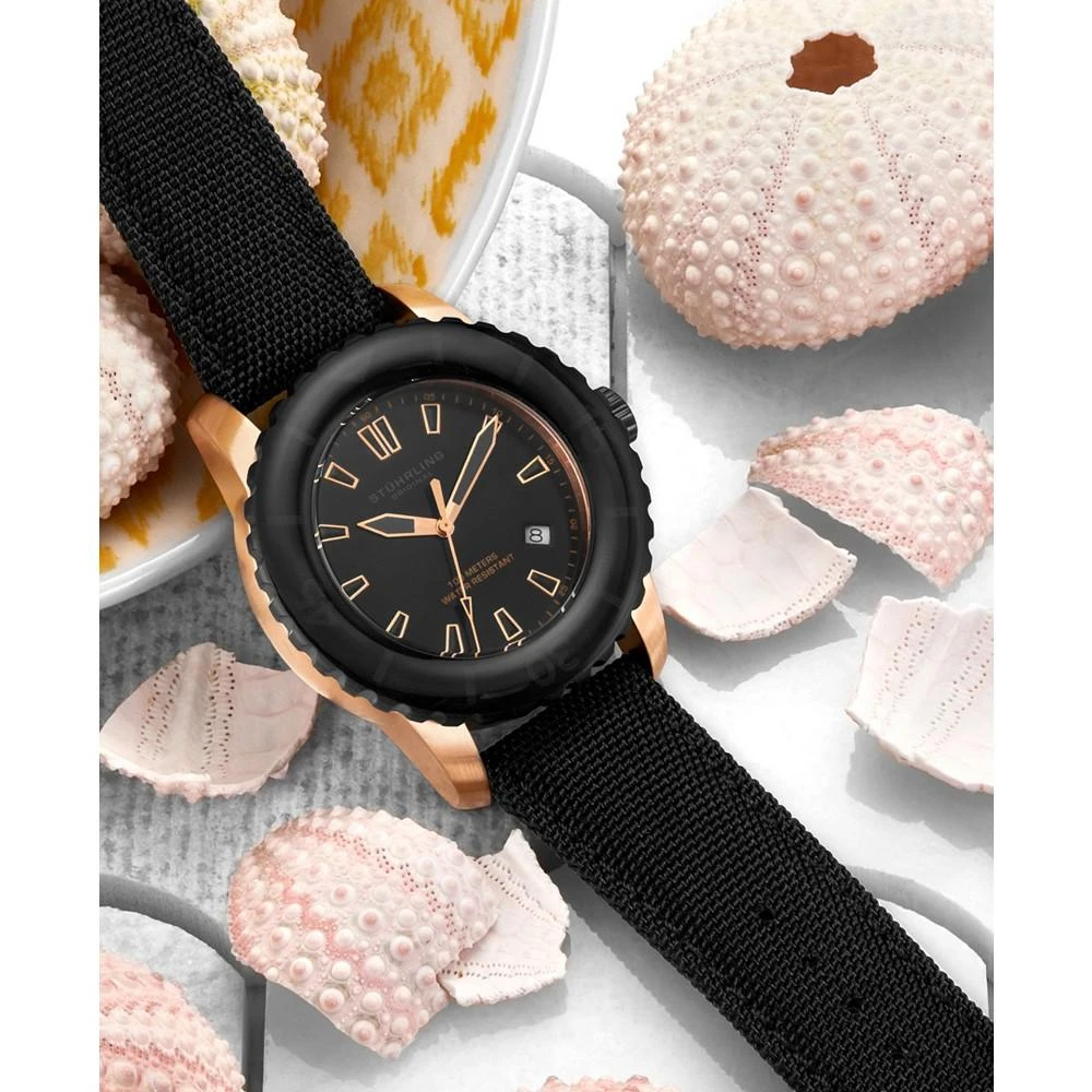 商品Stuhrling|Men's Diver on a Black Nylon Strap Watch 44mm,价格¥1465,第4张图片详细描述