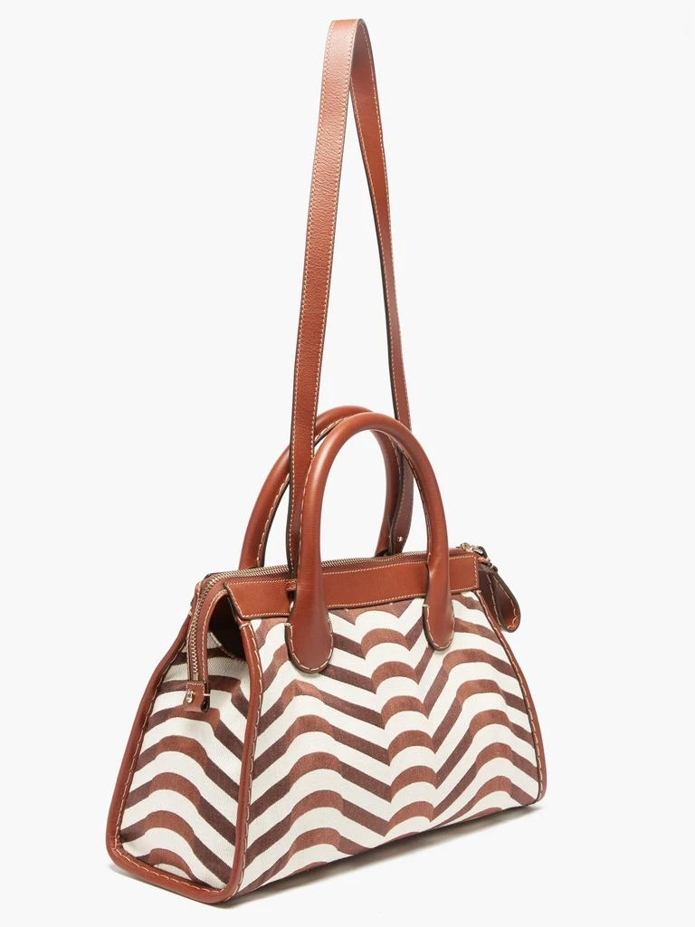 商品Chloé|Edith leather-trim striped canvas bag,价格¥6660,第4张图片详细描述