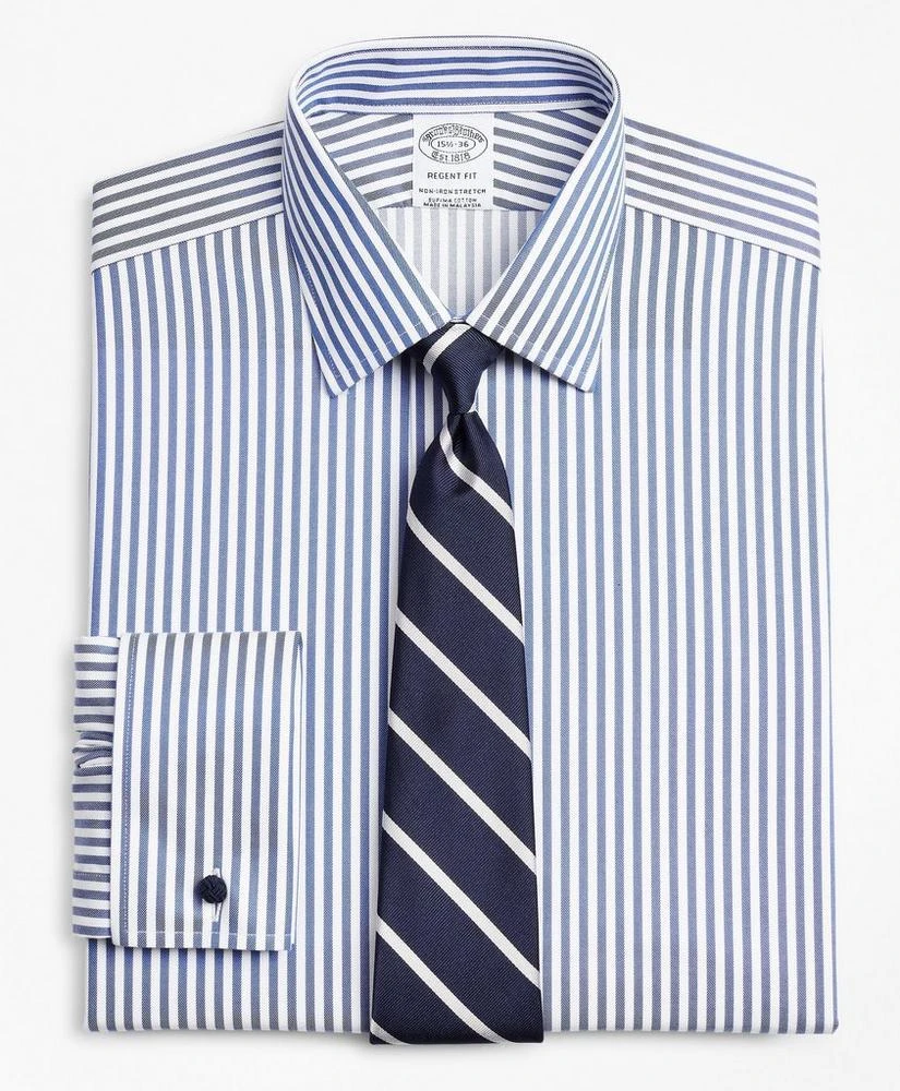 商品Brooks Brothers|Stretch Regent Regular-Fit Dress Shirt, Non-Iron Twill Ainsley Collar French Cuff Bold Stripe,价格¥369,第1张图片详细描述