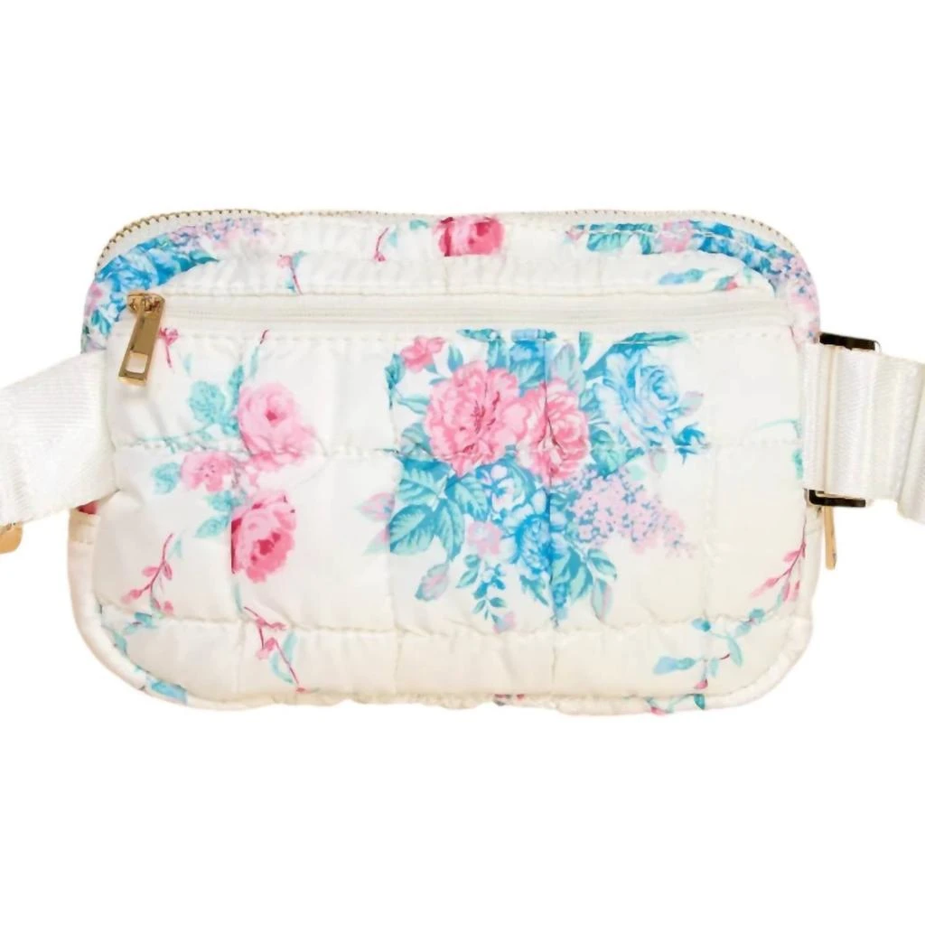 商品TCEC|Women's Quilted Floral Fanny Pack Bag In White,价格¥321,第1张图片详细描述