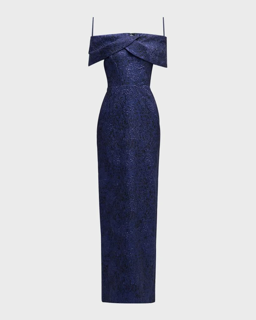 商品Teri Jon|Off-Shoulder Jacquard Column Gown,价格¥4889,第1张图片