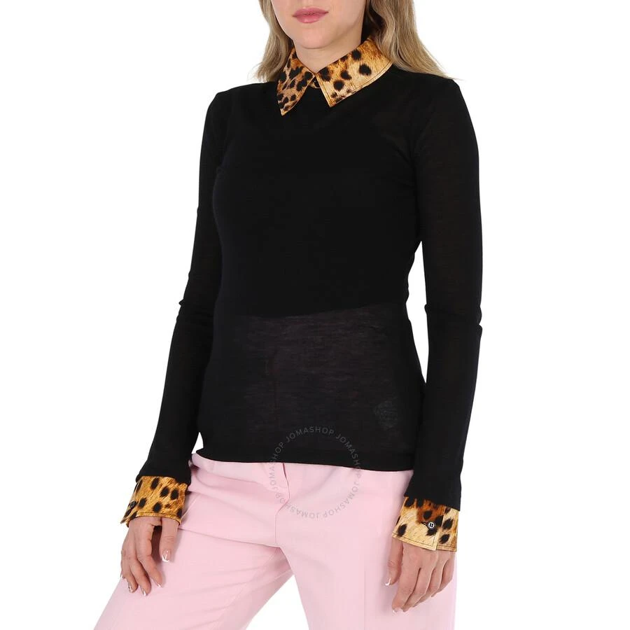 商品Burberry|Long-Sleeve Spotted Monkey Print Trim Cashmere Top,价格¥1088,第3张图片详细描述