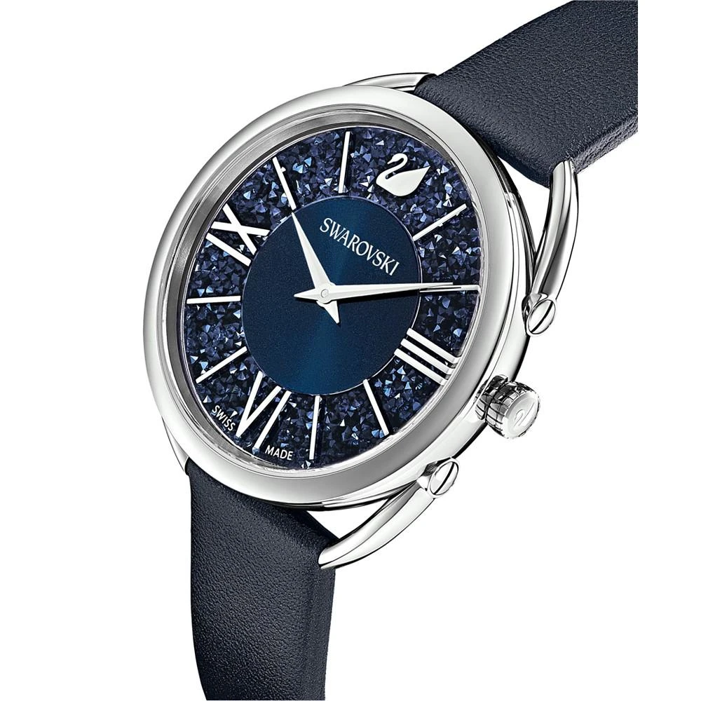 商品Swarovski|Women's Swiss Crystalline Glam Dark Blue Leather Strap Watch 35mm,价格¥1615,第5张图片详细描述