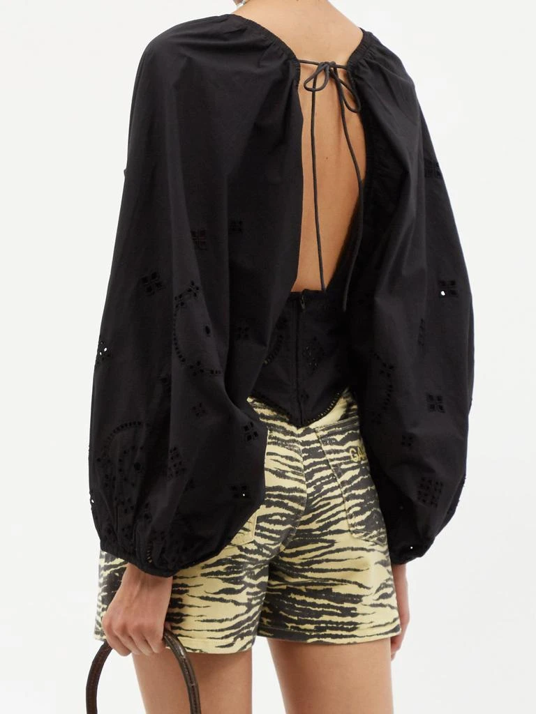 商品Ganni|Tie-back broderie-anglaise organic-cotton blouse,价格¥847,第5张图片详细描述