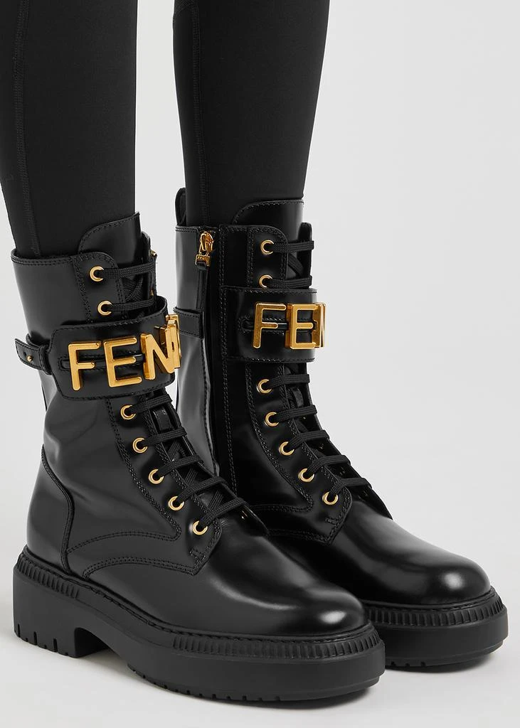 商品Fendi|Fendigraphy logo leather combat boots,价格¥13346,第5张图片详细描述