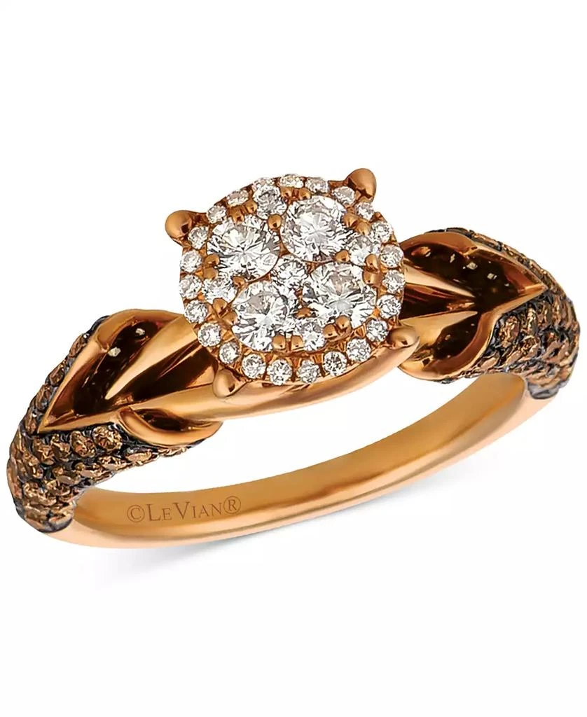 商品Le Vian|Chocolatier® Diamond Cluster Engagement Ring (1-1/3 ct. t.w.) in 14k Rose Gold,价格¥10990,第1张图片