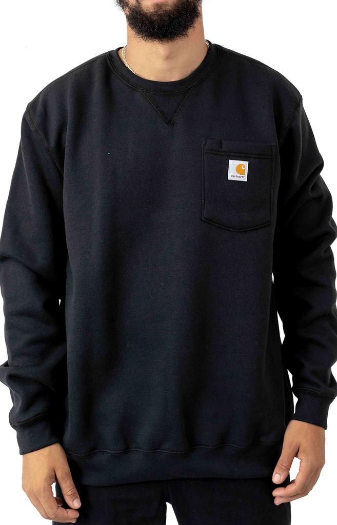 (103852) Crewneck Pocket Sweatshirt - Black商品第1张图片规格展示