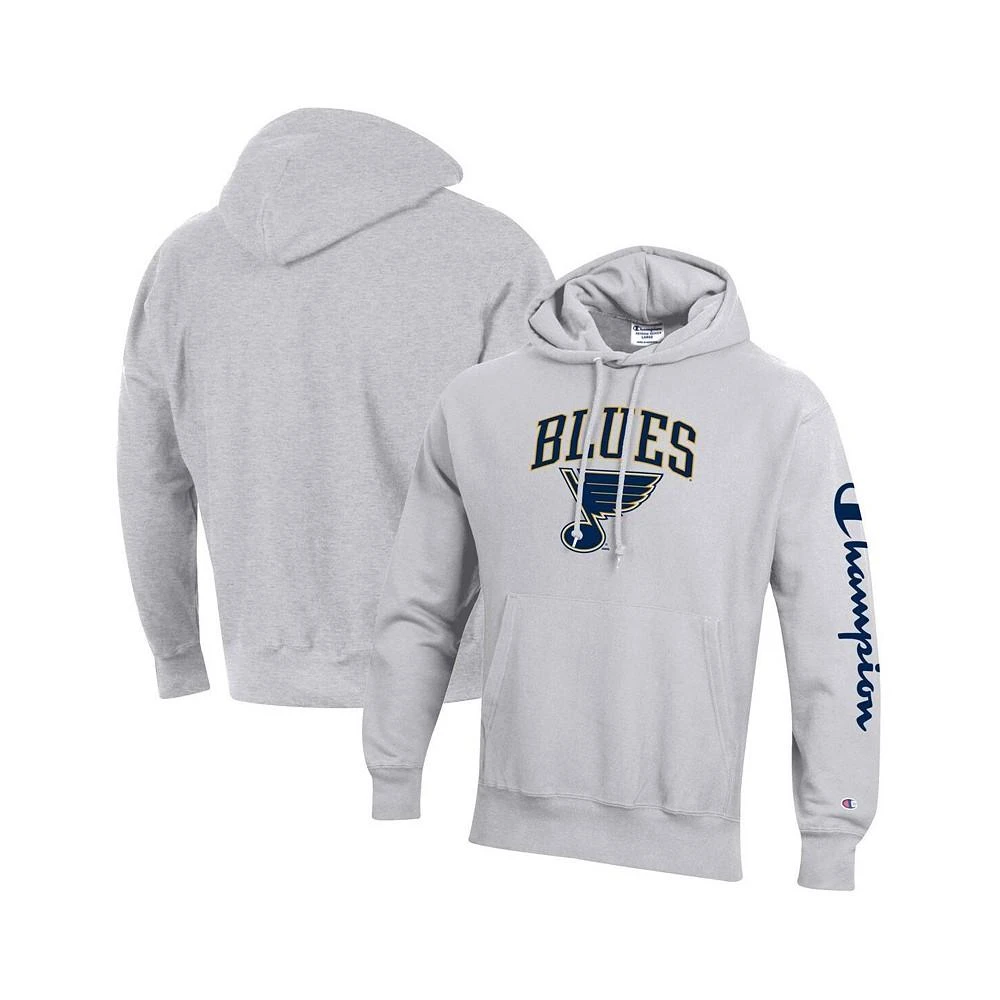 商品CHAMPION|Men's Heather Gray St. Louis Blues Reverse Weave Pullover Hoodie,价格¥643,第1张图片