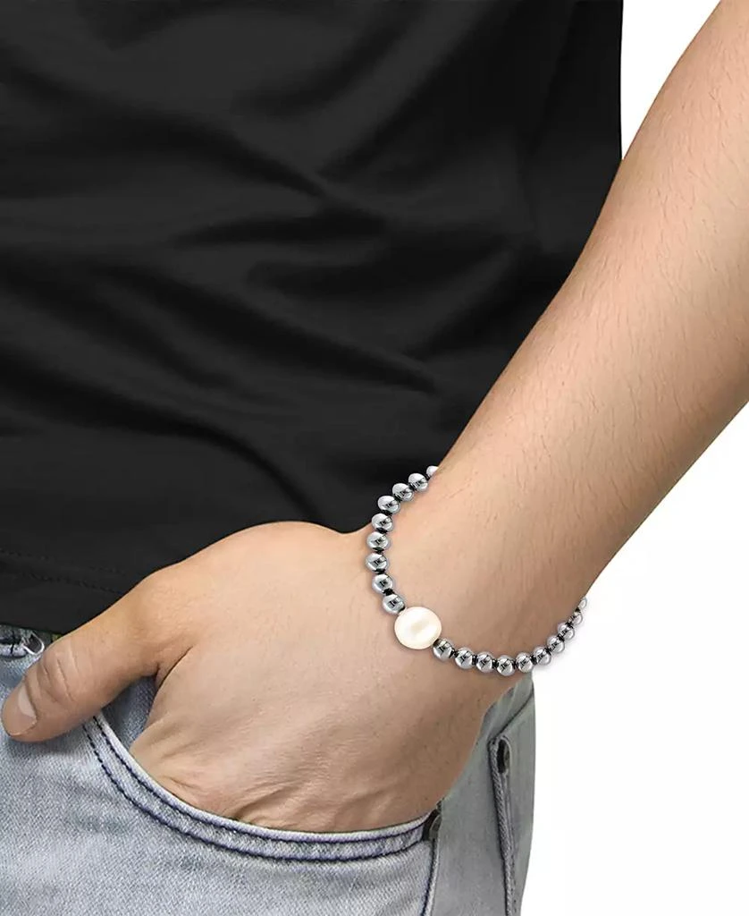 商品Effy|EFFY® Men's Black Freshwater Pearl (11mm) & Hematite Stretch Bracelet (Also in White Freshwater Pearl),价格¥453,第2张图片详细描述