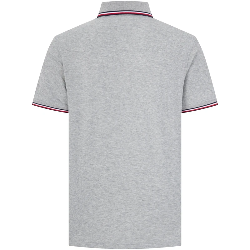 商品[国内直发] Tommy Hilfiger|轻柔感透气珠地网眼短袖镶边翻领polo衫 男款 雾空灰色,价格¥600,第3张图片详细描述