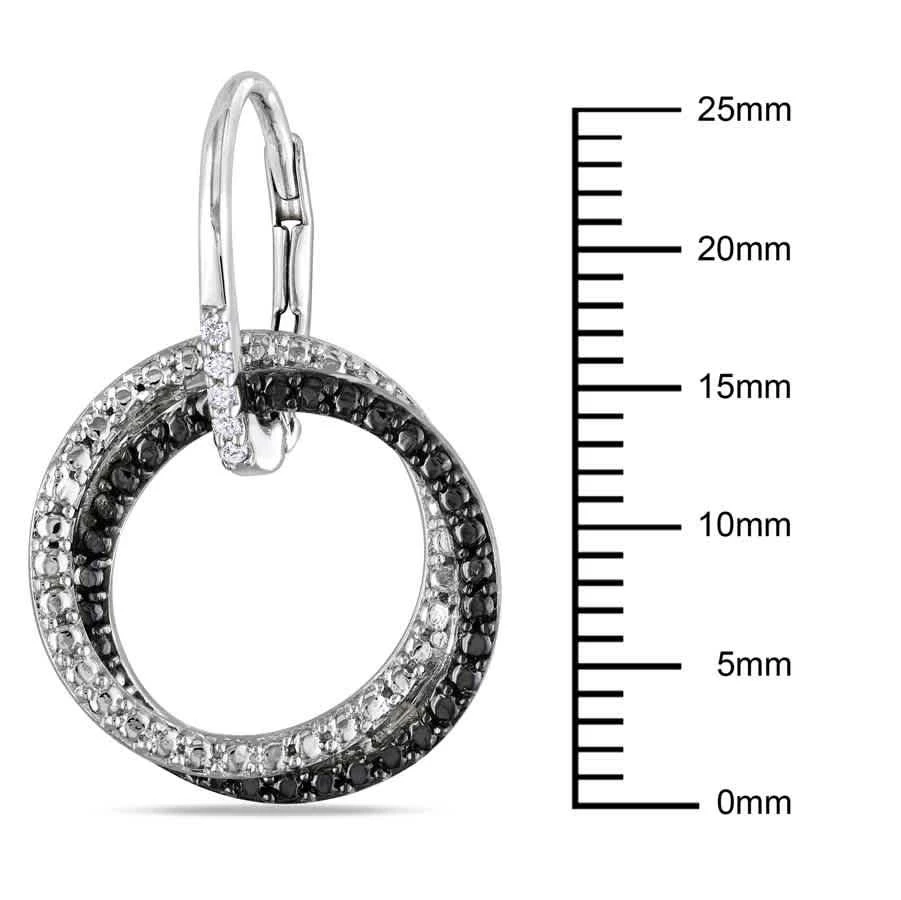 商品Amour|Diamond Double Interlocked Circle Leverback Earrings In Sterling Silver with Black Rhodium,价格¥669,第3张图片详细描述