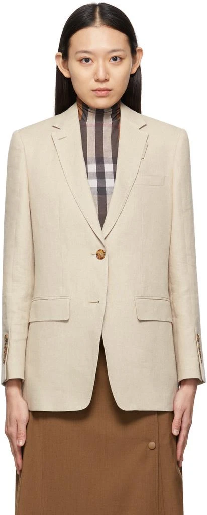 商品Burberry|Beige Linen Oversized Tailored Blazer,价格¥14867,第1张图片