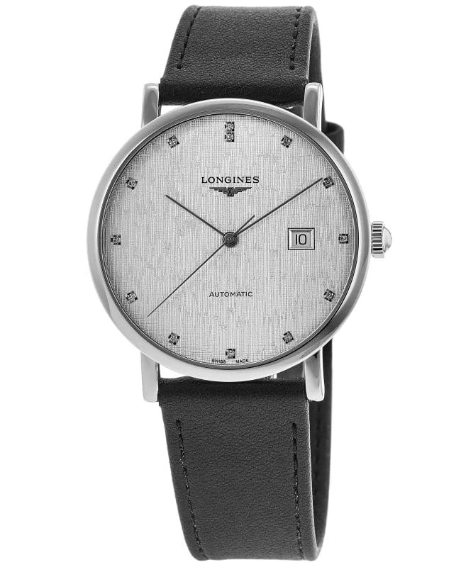 商品Longines|Longines Elegant Collection Silver Diamond Dial Leather Strap Women's Watch L4.911.4.77.2,价格¥10036,第1张图片