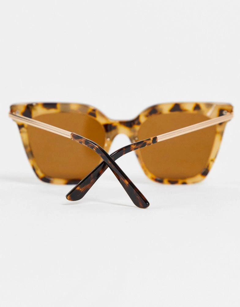 商品ASOS|ASOS DESIGN square cat eye sunglasses with metal arms in milky tort,价格¥92,第3张图片详细描述