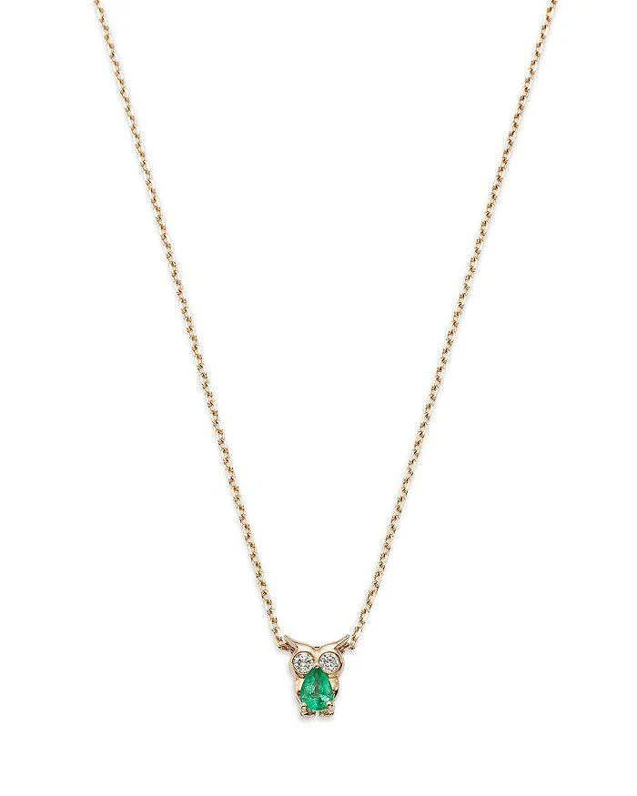 商品Bloomingdale's|Emerald & Diamond Owl Pendant Necklace in 14K Yellow Gold, 18" - Exclusive,价格¥2878,第1张图片