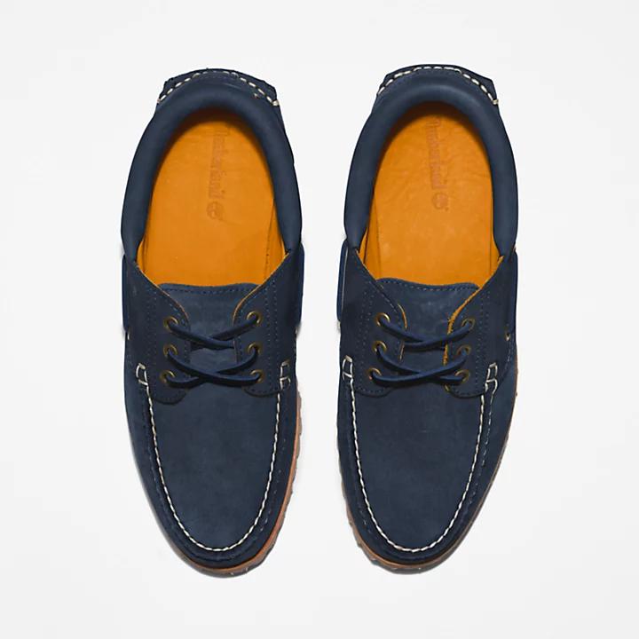 Timberland® 3-Eye Lug Handsewn Boat Shoe for Men in Navy商品第2张图片规格展示