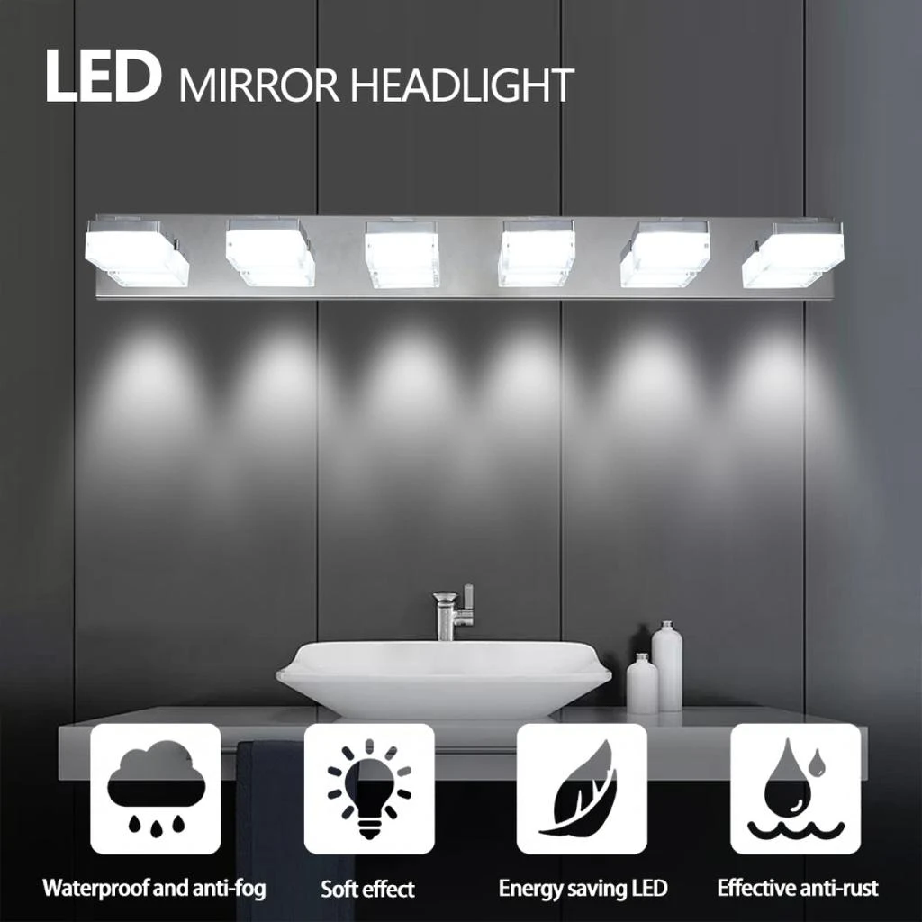 Modern 6-Light Chrome LED Vanity Mirror Light Fixture For Bathrooms And Makeup Tables 商品