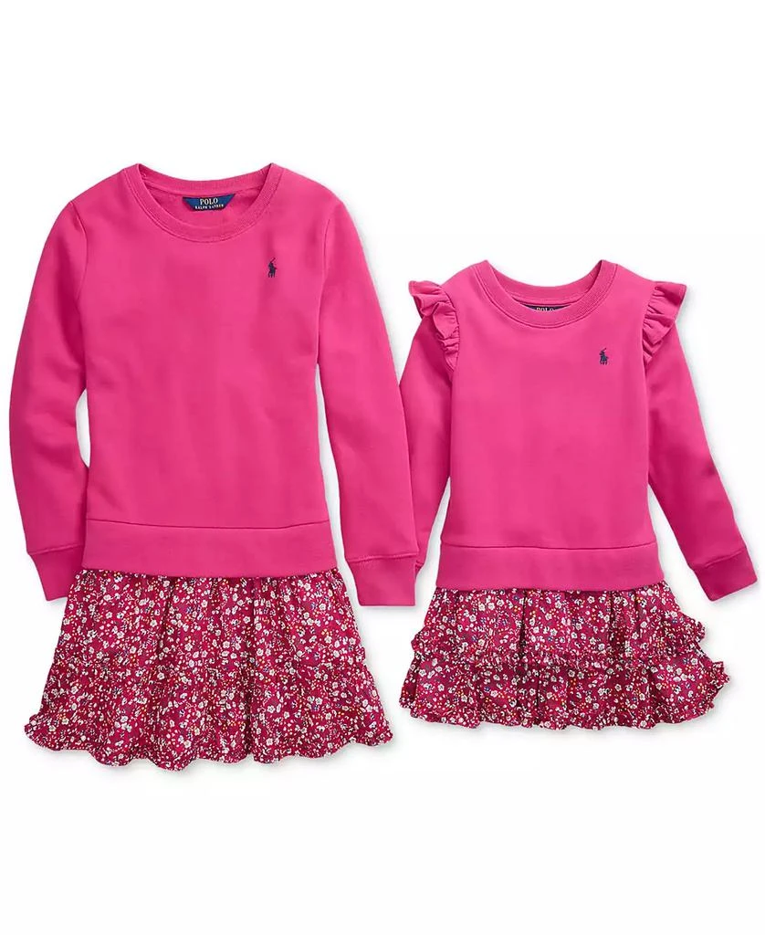 Big Girls Floral Woven-Skirt Fleece Dress 商品