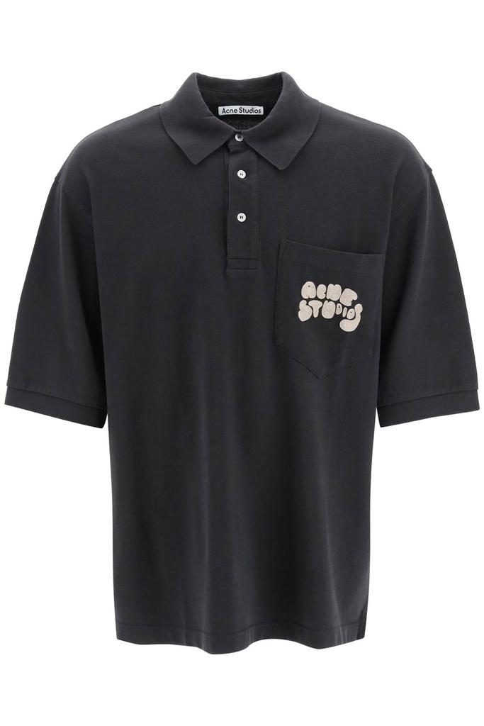 Acne Studios Oversized Polo Shirt With Embroidered Logo商品第1张图片规格展示