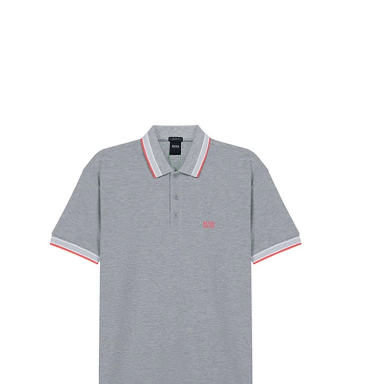商品[国内直发] Hugo Boss|SS21 纯色领刺绣Logo印花短袖Polo衫 男款 灰色,价格¥1115,第5张图片详细描述
