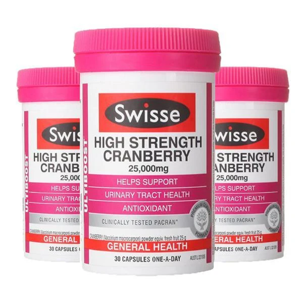 商品Swisse|澳洲斯维斯swisse蔓越莓胶囊高浓度精华30粒*3新旧版本随机发货,价格¥316,第1张图片