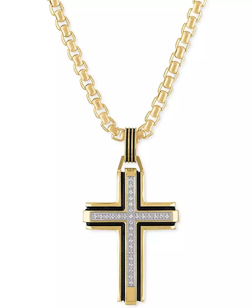 商品Esquire Men's Jewelry|Diamond Religious Cross 22" Pendant Necklace (1/6 ct. t.w.), Created for Macy's,价格¥1483,第1张图片