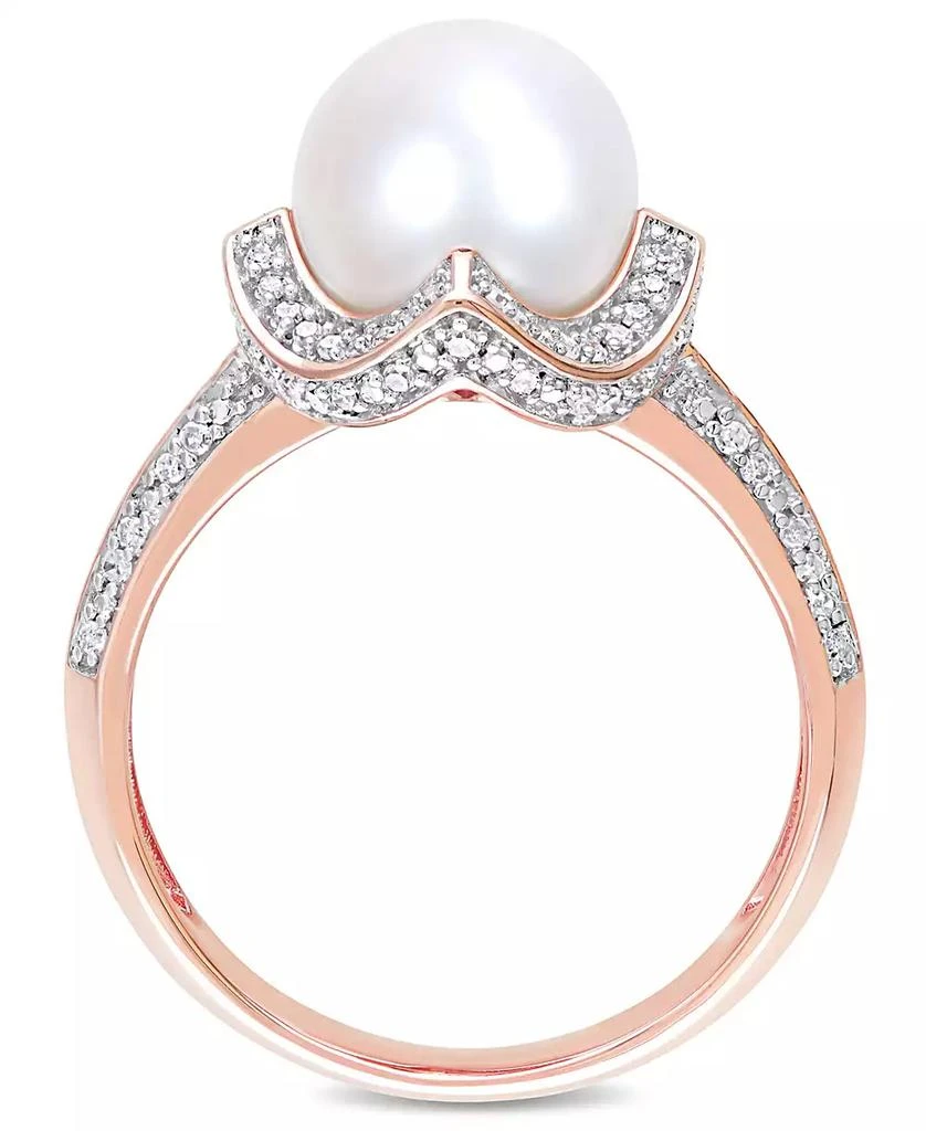 商品Macy's|Freshwater Cultured Pearl (8.5-9mm) and Diamond (1/4 ct. t.w.) Vintage Halo Ring in 10k Rose Gold,价格¥13354,第4张图片详细描述