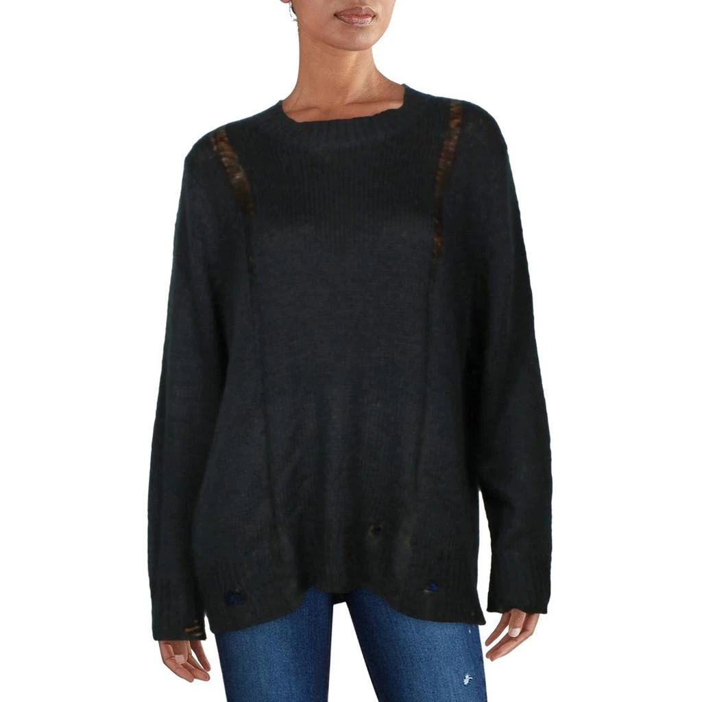 商品525 America|525 America Womens Distressed Crewneck Pullover Sweater,价格¥46,第1张图片