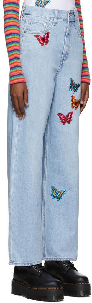 SSENSE Exclusive Blue Butterfly Jeans商品第4张图片规格展示