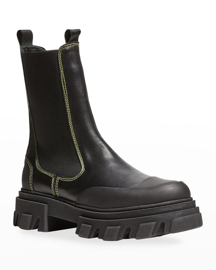 商品Ganni|55mm Leather Mid Chelsea Boots,价格¥2068,第2张图片详细描述