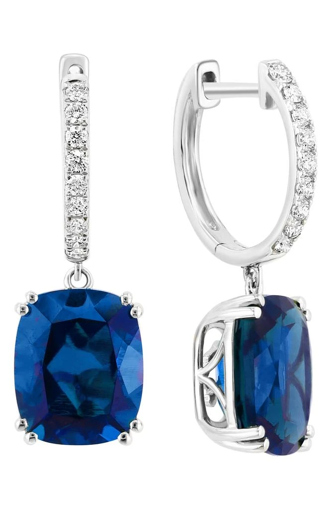 商品Effy|14K White Gold Lab Created Diamond & Lab Created Sapphire Drop Huggie Hoop Earrings - 0.26ct.,价格¥8241,第1张图片