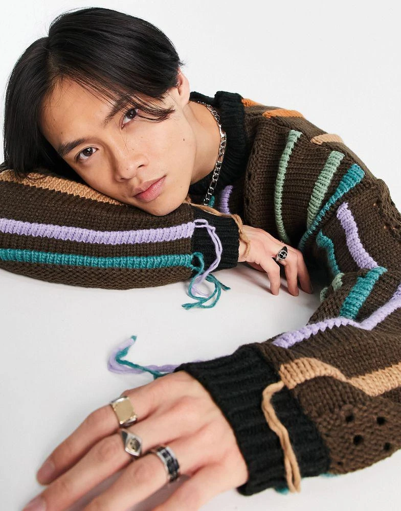 商品The Ragged Priest|The Ragged Priest shredded knit jumper in multi,价格¥338,第3张图片详细描述
